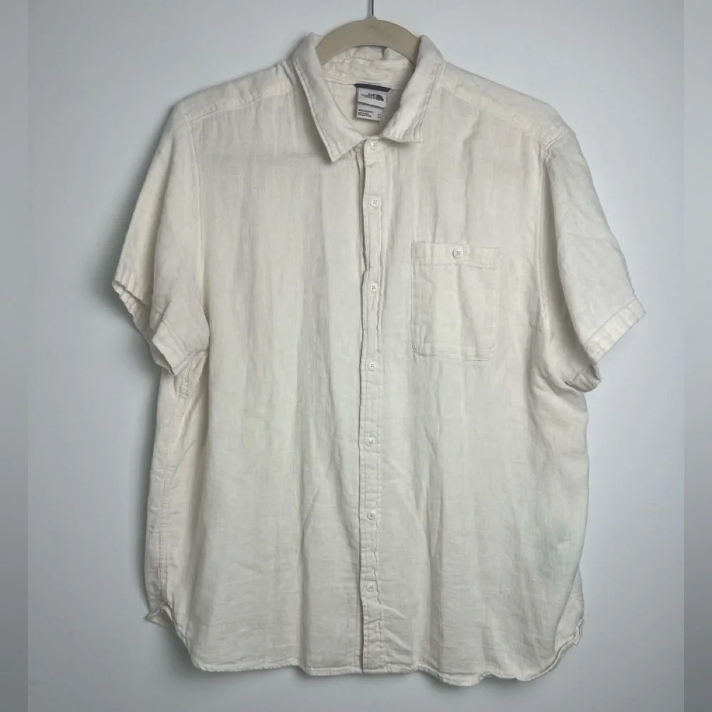 The North Face Men's Loghill Jacquard Gardenia White Hemp Cotton Blend Shirt XXL